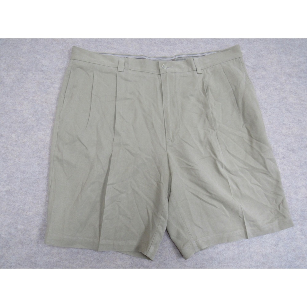 Tommy Bahama Mens 40 Silk Pleated Shorts Sage Green Khaki Luxury Resort Wear